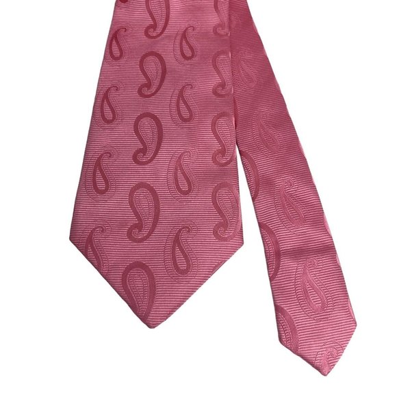 Turnbull & Asser Mens Tie Pink Paisley Textured Silk England 3 5/8" x 56.5" euc